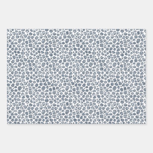 Denim Blue Leopard Print Glitzer Geschenkpapier Set (Vorderseite)