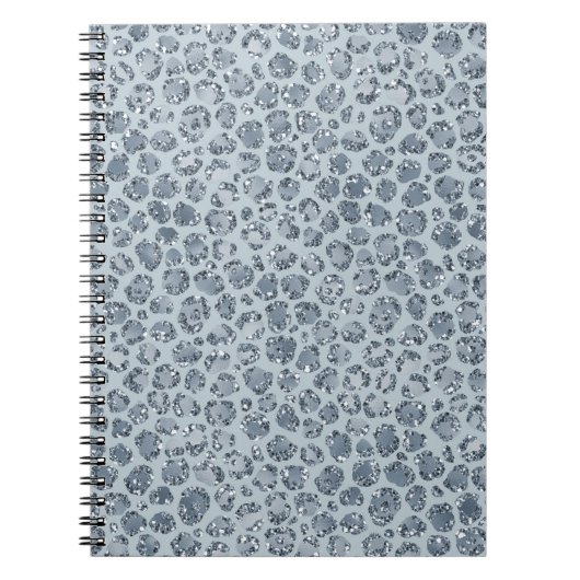 Denim Blue Leopard Print Glitzer Notizblock (Vorderseite)