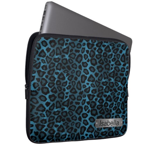 Denim Blue Leopard Skin Design Laptopschutzhülle (Vorne Rechts)
