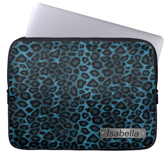 Denim Blue Leopard Skin Design Laptopschutzhülle (Vorderseite)