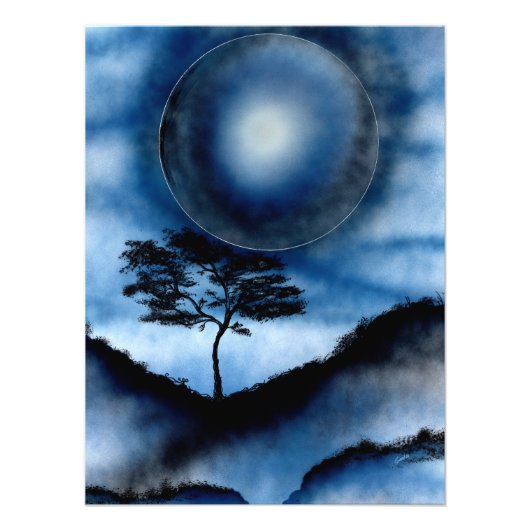 Denim Blue Moon Mountains Fotodruck (Vorne)