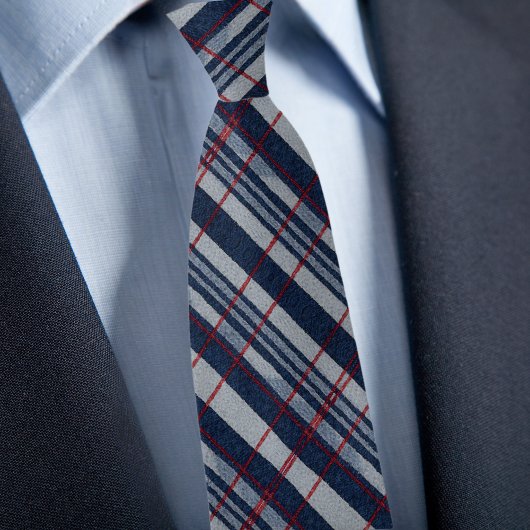 Denim Blue Navy Red Angle Stripes Pattern Necktie Krawatte