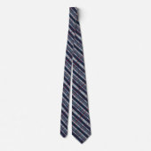 Denim Blue Navy Red Angle Stripes Pattern Necktie Krawatte (Rückseite)