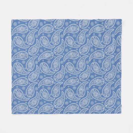 Denim Blue Paisley Pattern Fleecedecke (Vorderseite (Horizontal))