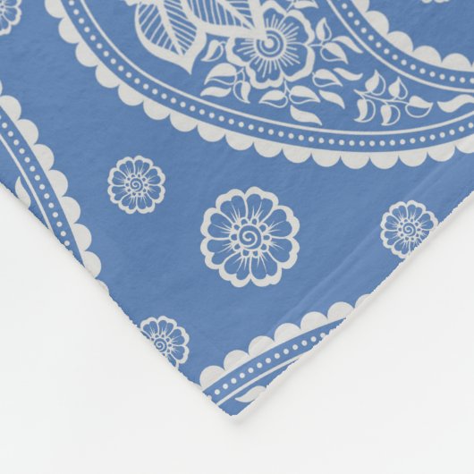 Denim Blue Paisley Pattern Fleecedecke (Ecke)