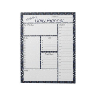 Denim Blue Personalisiert Daily Planner Notizblock