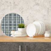 Denim Blue Sage Green Karierte Runde Schneidebrett