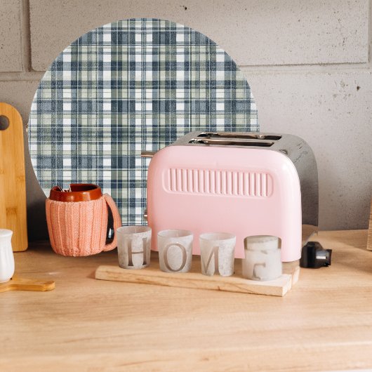 Denim Blue Sage Green Karierte Runde Schneidebrett