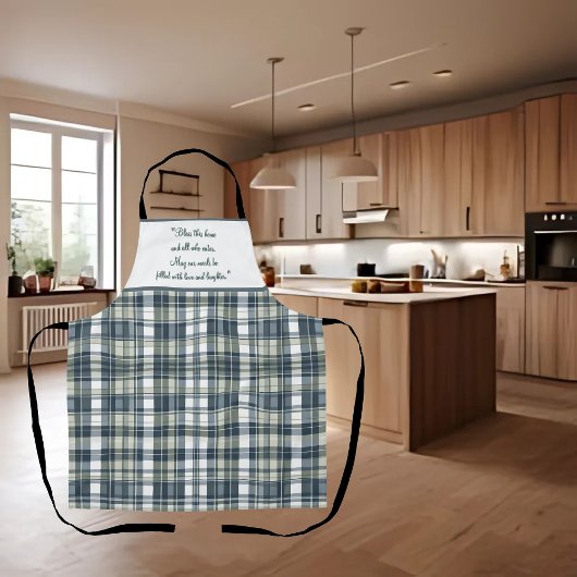 Denim Blue Sage Green White anpassbar Schürze