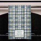 Denim Blue Sage Green White Kariert anpassbar Geschirrtuch