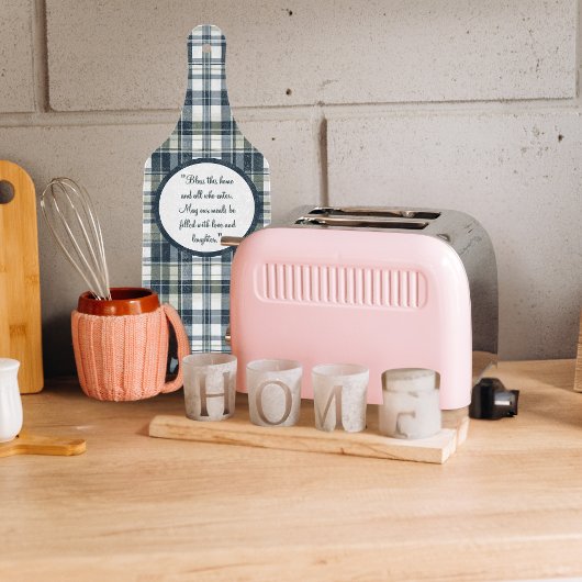 Denim Blue Sage Green White Kariert anpassbar Schneidebrett