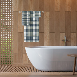 Denim Blue Sage Green White Kariert Badhandtuch Set