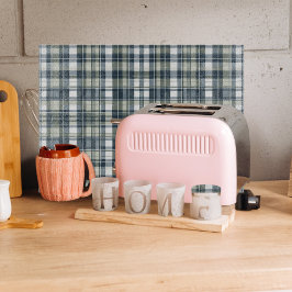 Denim Blue Sage Green White Kariert Glass Schneidebrett