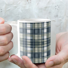 Denim Blue Sage Green White Kariert Kaffeetasse