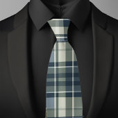 Denim Blue Sage Green White Kariert Krawatte