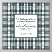 Denim Blue Sage Green White Kariert Segen Poster (Vorne)