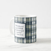 Denim Blue Sage Green White Kariert Segen Tasse (Vorderseite Links)