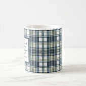 Denim Blue Sage Green White Kariert Segen Tasse (Mittel)