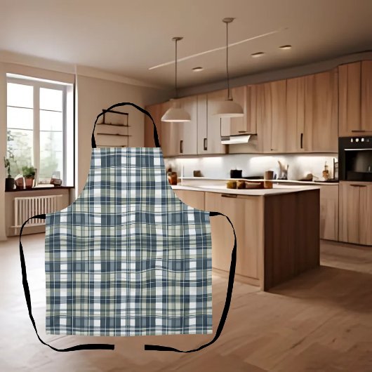 Denim Blue Sage Green White Schürze