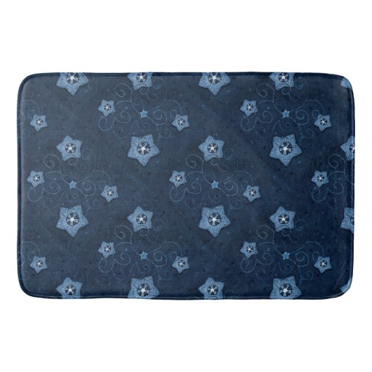 Denim Blue Star Pattern Bath Mat Badematte (Vorderseite)