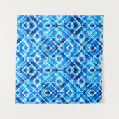 Denim blue tie die texture repeat modern pattern wandteppich (Vorderseite (Horizontal))