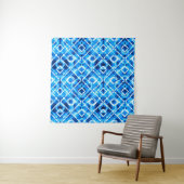 Denim blue tie die texture repeat modern pattern wandteppich (Beispiel)