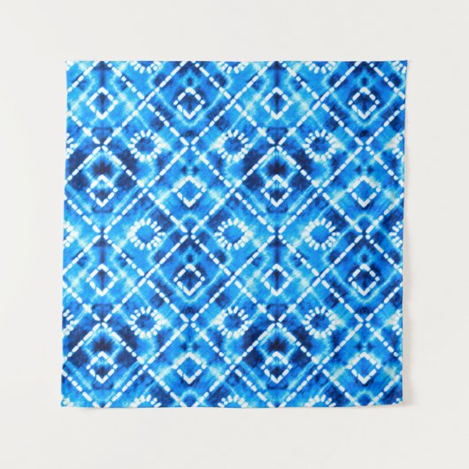 Denim blue tie die texture repeat modern pattern wandteppich (Vorderseite)