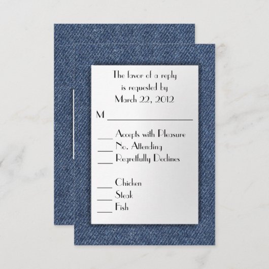 Denim Blue UAWG with Menu Choice RSVP Karte (Vorne/Hinten)