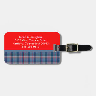 Denim Blue und Red Kariert Gepäckanhänger