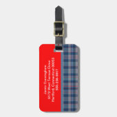 Denim Blue und Red Kariert Gepäckanhänger (Vorderseite vertikal)