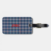 Denim Blue und Red Kariert Gepäckanhänger (Rückseite horizontal)