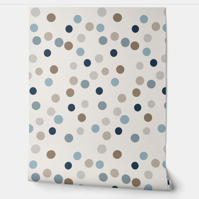 Denim Blue und Tan Dot Pattern Tapete (Abrollen)