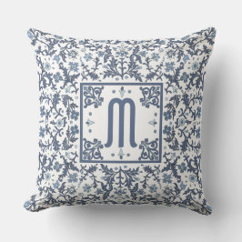 Denim Blue Verziert Monogram Kissen