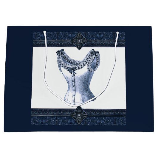 Denim Blue Vintag Bustier Große Geschenktüte (Vorderseite)