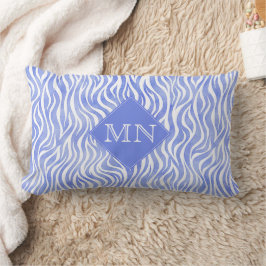 Denim Blue Watercolor Zebra Muster | Monogramm Lendenkissen