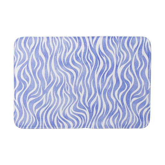 Denim Blue Watercolor Zebra Print Badematte (Vorderseite)