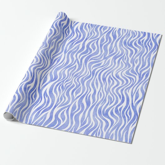 Denim Blue Watercolor Zebra Print Geschenkpapier (Ungerollt)
