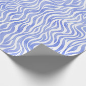 Denim Blue Watercolor Zebra Print Geschenkpapier (Ecke)