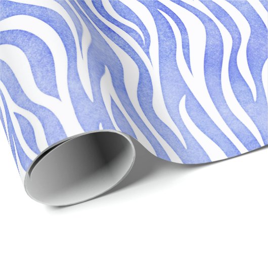 Denim Blue Watercolor Zebra Print Geschenkpapier (Rolleneckpunkt)