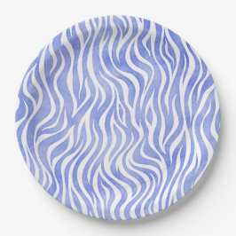 Denim Blue Watercolor Zebra Print Pappteller