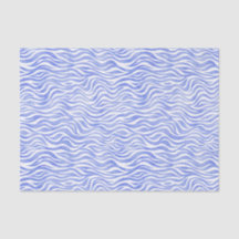 Denim Blue Watercolor Zebra Print