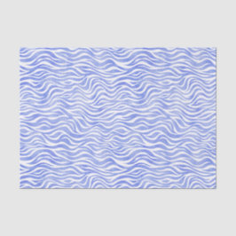 Denim Blue Watercolor Zebra Print Seidenpapier