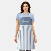 Denim Blue & White Strick Personalisiert Schürze (Getragen)