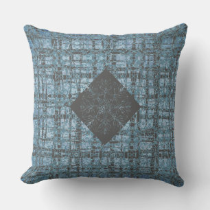 Denim Blue X's and O's Pattern Gray Karo Kissen