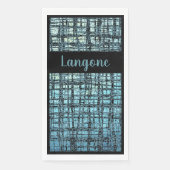 Denim Blue X's and O's Pattern Gray Karo Monogram Serviette (Vorderseite)