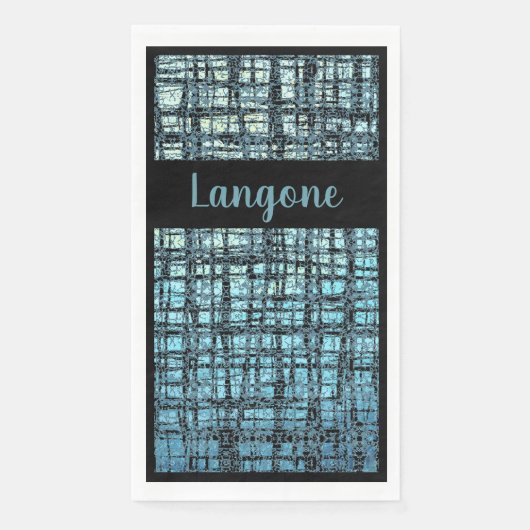 Denim Blue X's and O's Pattern Gray Karo Monogram Serviette (Vorderseite)