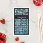 Denim Blue X's and O's Pattern Gray Karo Monogram Serviette (Beispiel)