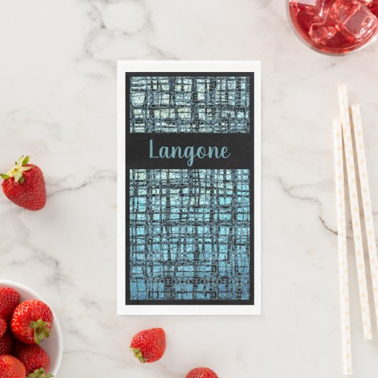 Denim Blue X's and O's Pattern Gray Karo Monogram Serviette (Beispiel)