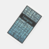 Denim Blue X's and O's Pattern Gray Karo Monogram Serviette (Ecke)