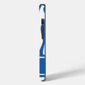 Denim Blue Zebra Print mit Monogramm Case-Mate iPhone Hülle (Rückseite / Links)